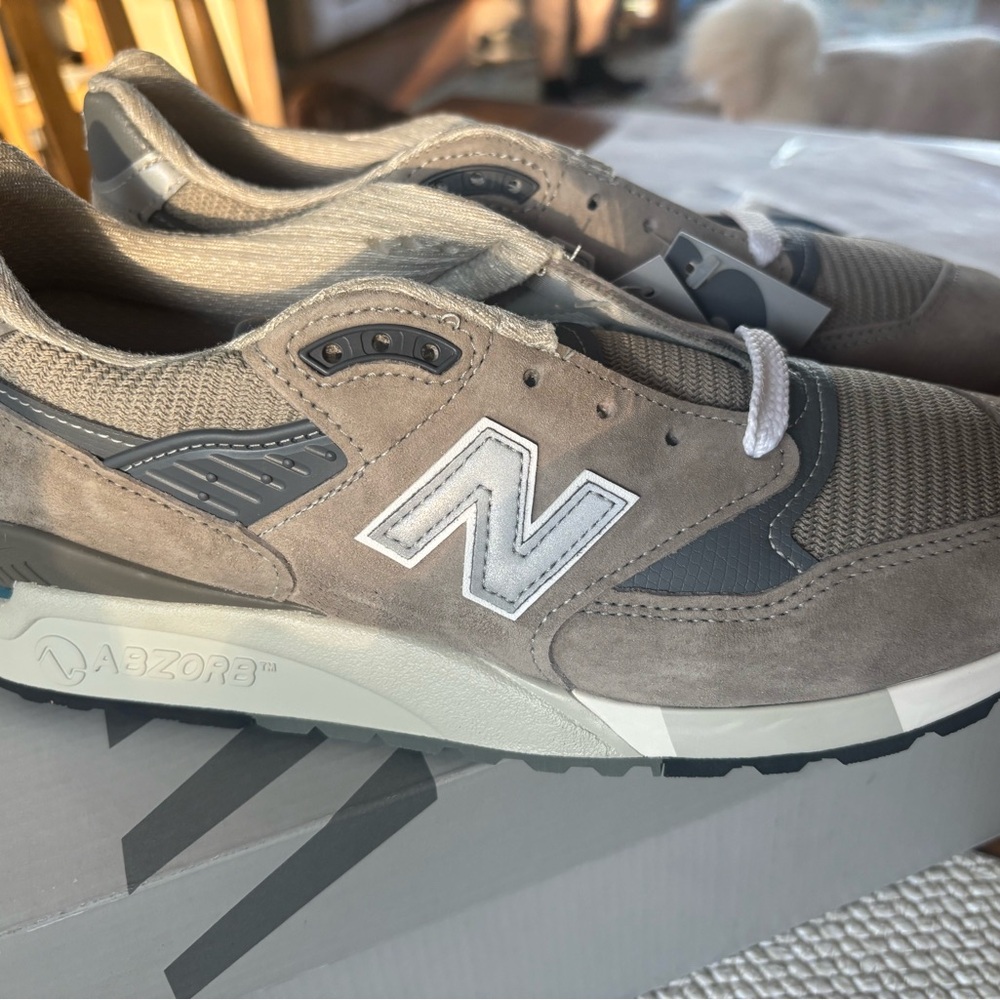 New Balance Tan and Gray Classic Sneakers